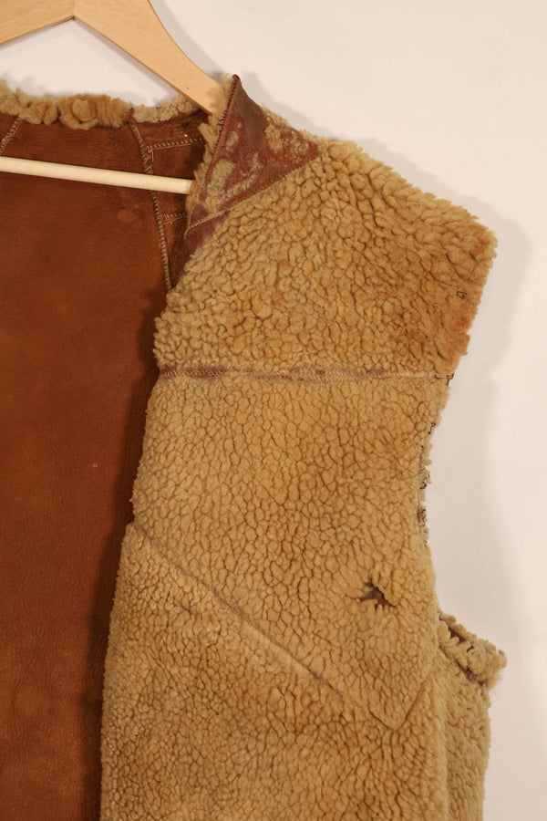 Civilian 1960s-70s sheepskin vest, used, scratches, stains.