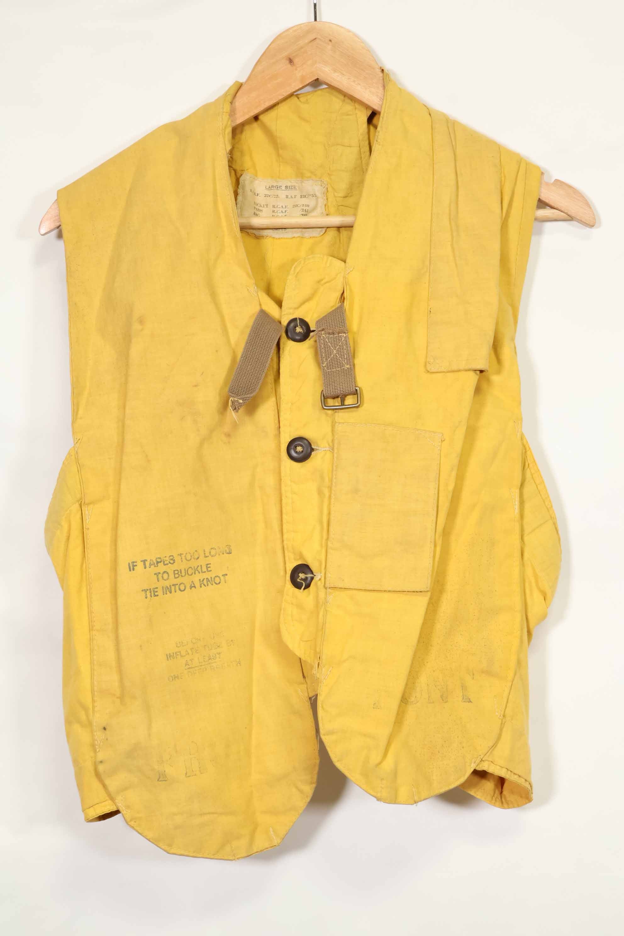 1930s-40s RCAF Royal Canadian Air Force Pilots' Survival Vest, used.