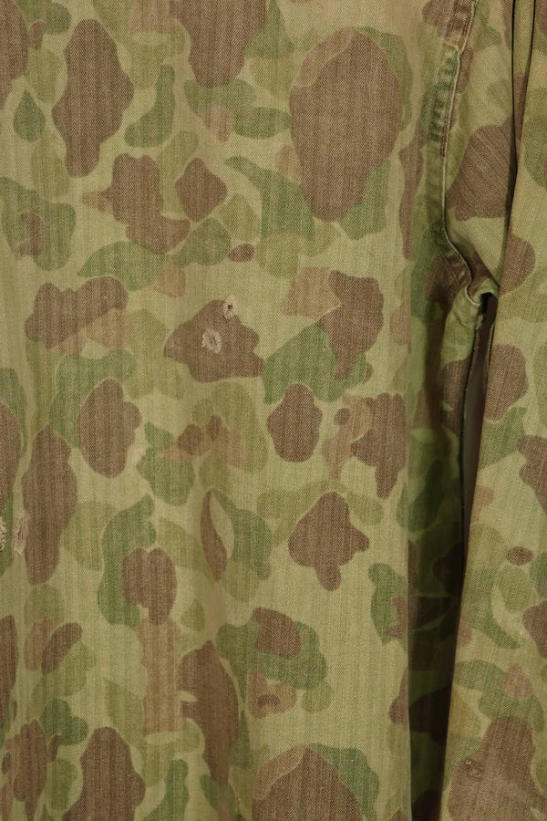 Real 1940s WWII U.S. Marine Corps P44 Frogskin Camouflage Jacket, used.