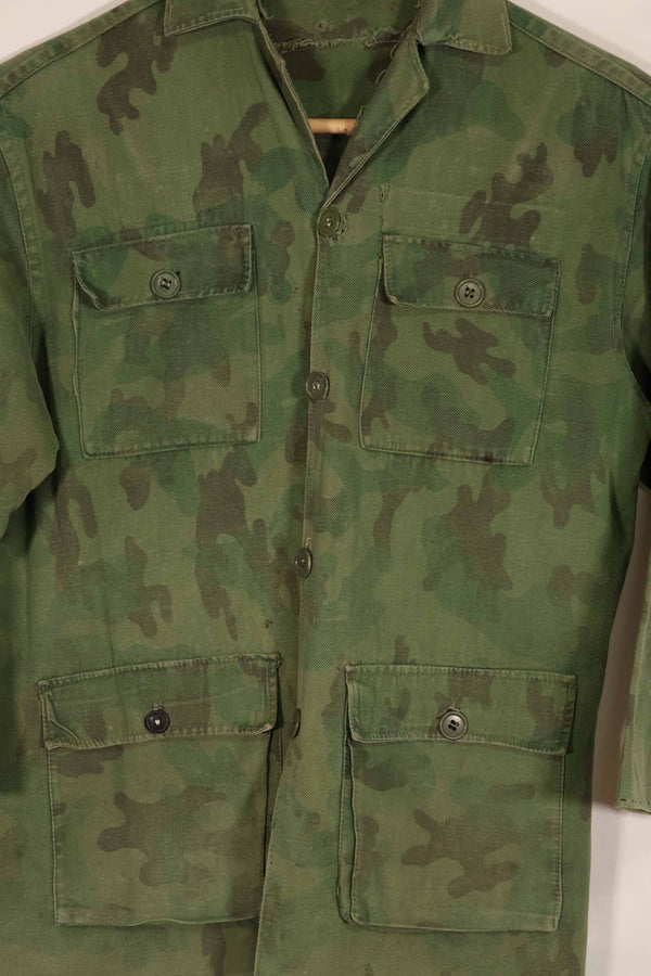 Real 1960s ARVN locally made camouflage shirt, worn, used.