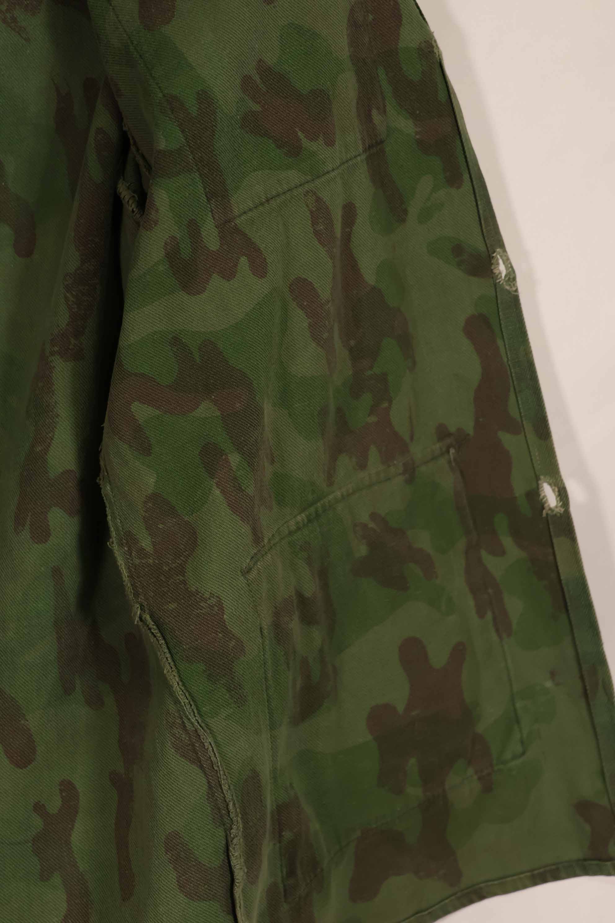 Real 1960s ARVN locally made camouflage shirt, worn, used.