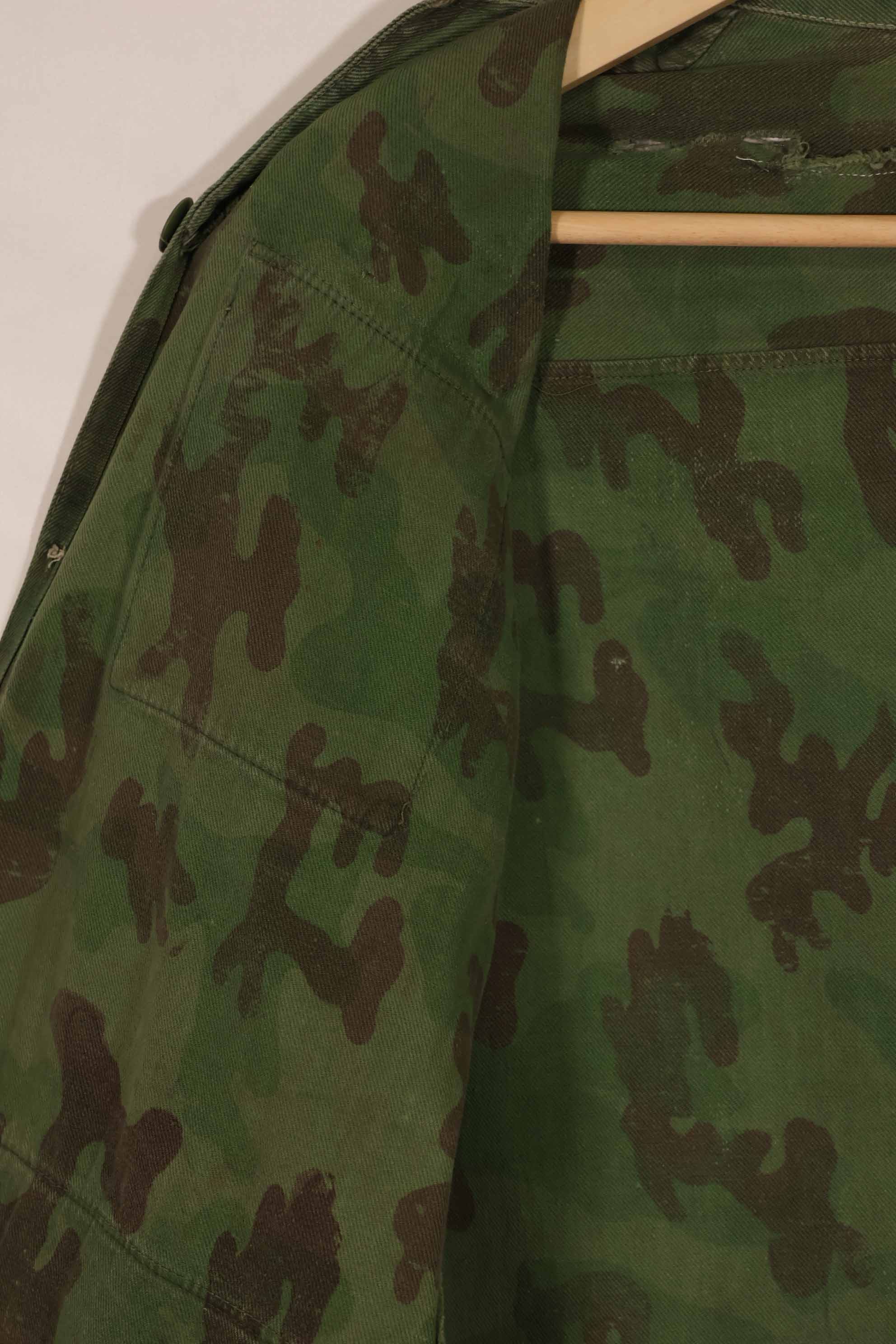 Real 1960s ARVN locally made camouflage shirt, worn, used.