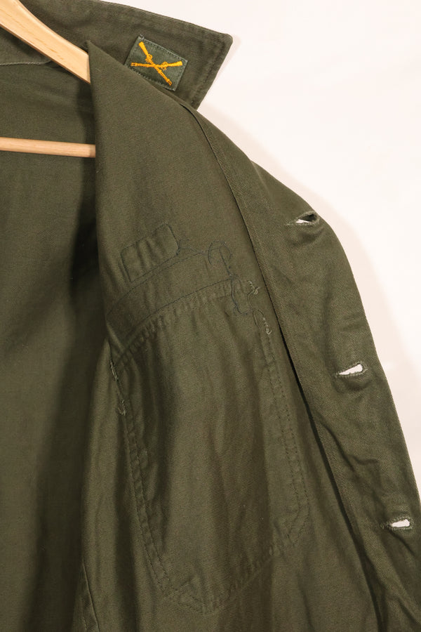 1960s-70s OG-107 utility shirt, Army paratrooper, patch first attached, used.