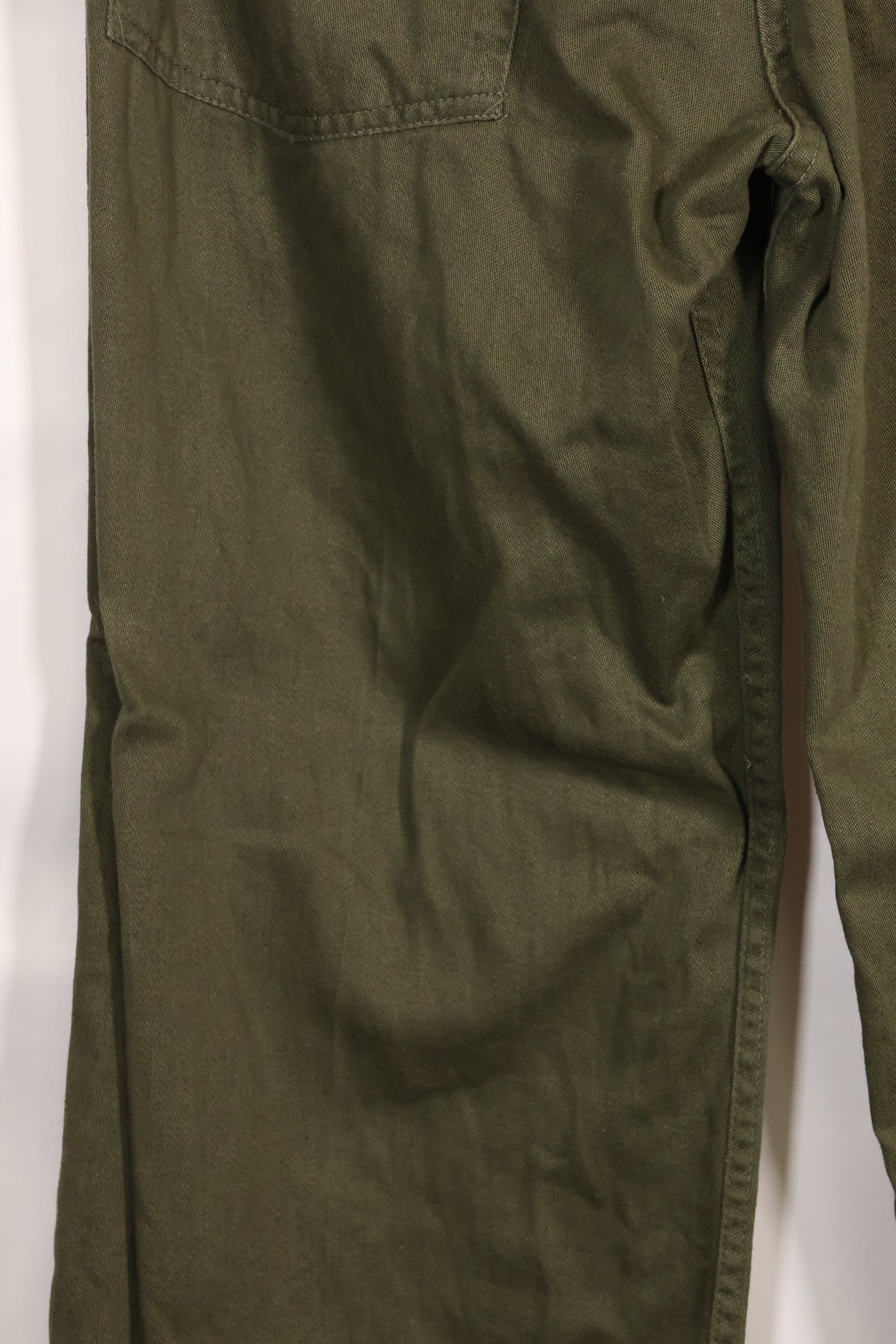 Early 1960s OG-107 utility pants, baker pants, zipper fly, used.