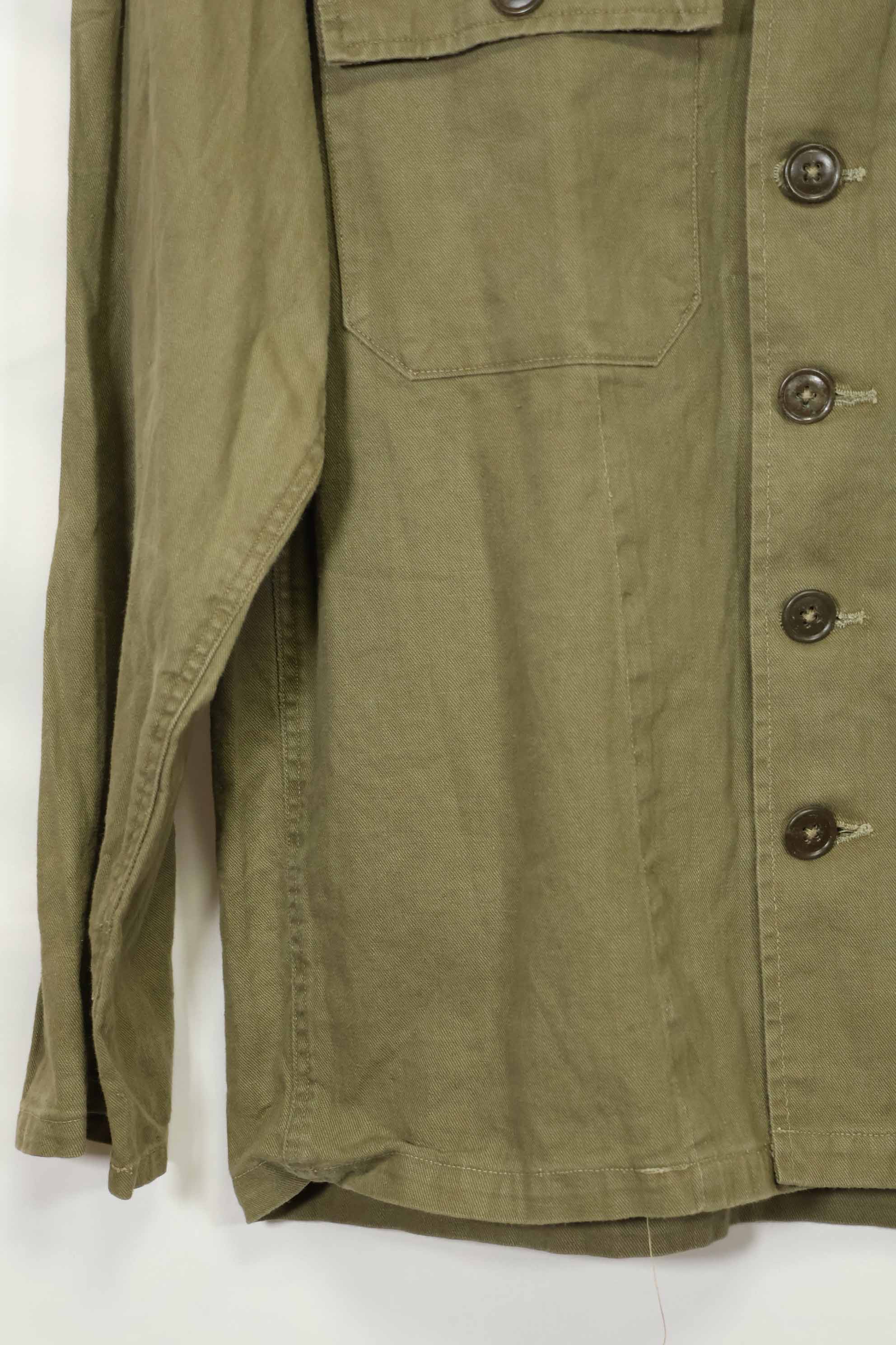 1960s, presumably made in Japan, local made OG-107 utility shirt, used.