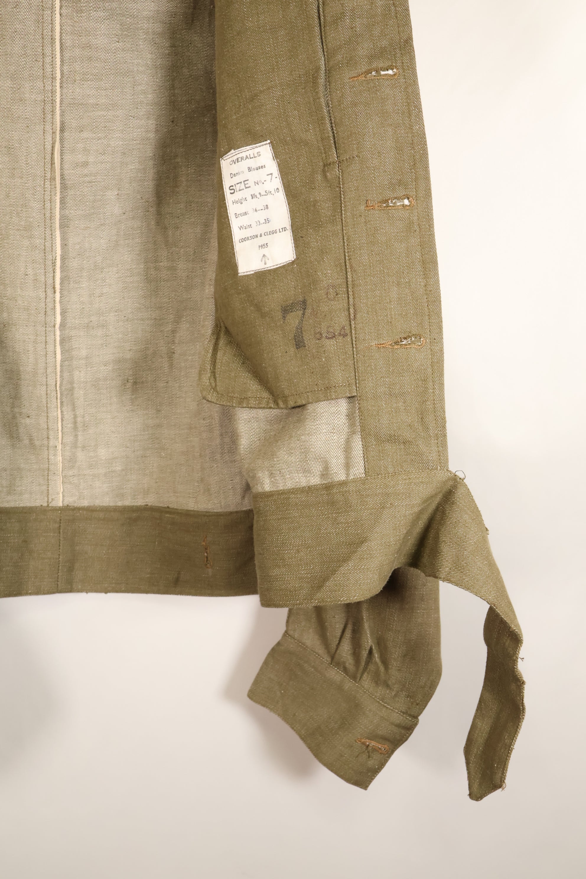 1950年代　サイズ No.7　イギリス軍　陸軍　バトルドレス　コットンデニムジャケット　短ジャケット　中古品