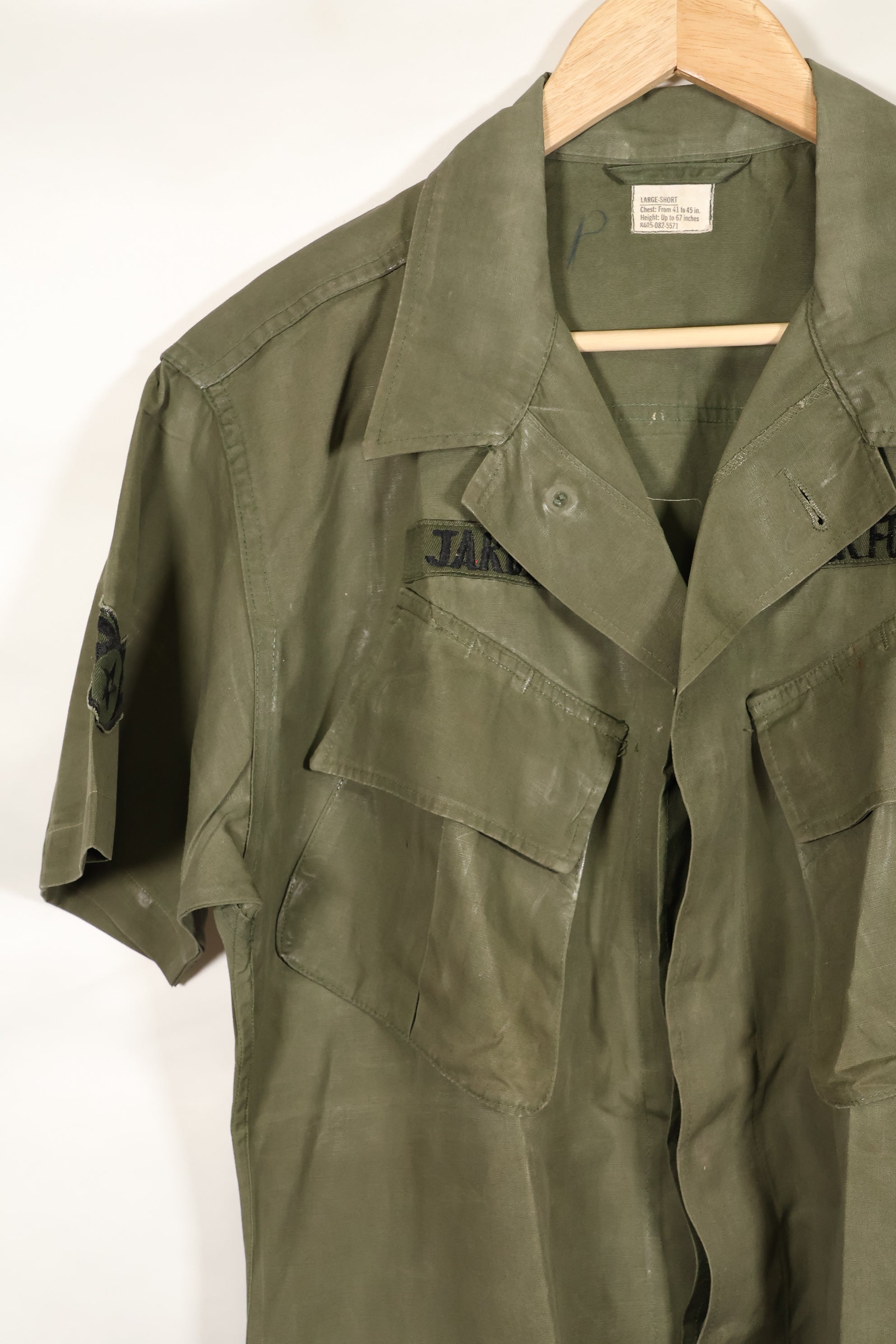 Circa 1967 L-S USAF Air Police 3rd Model Jungle Fatigue Jacket Short Sleeve Custom Used