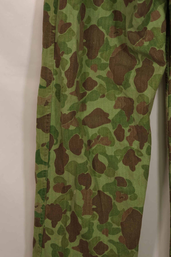 Real 1940s WWII U.S. Marine Corps P44 grogskin camouflage pants, used.