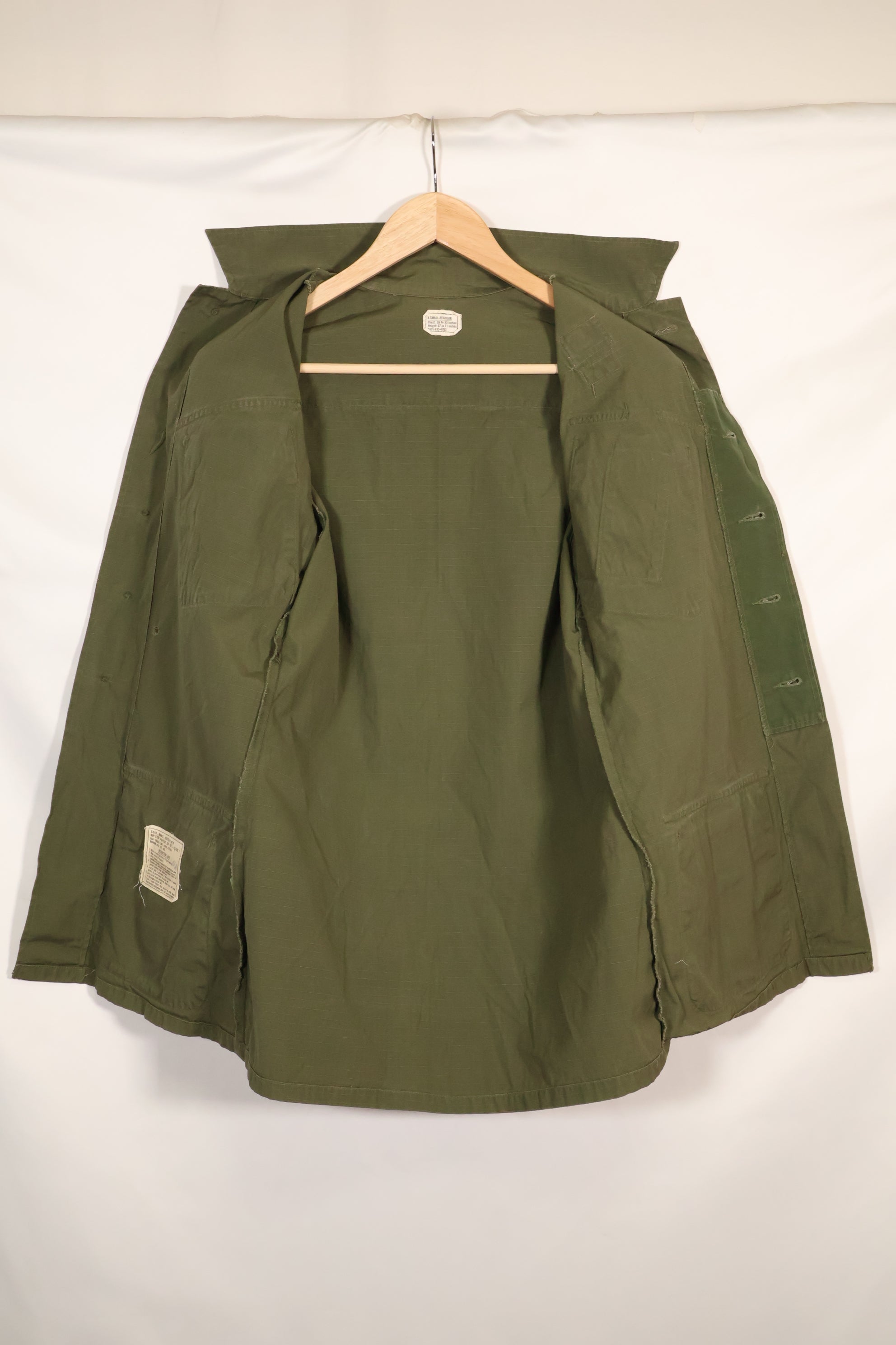 1969 Contract X-S-R 4th Model Jungle Fatigue Jacket 173rd Airborne Brigade, patch available, used.