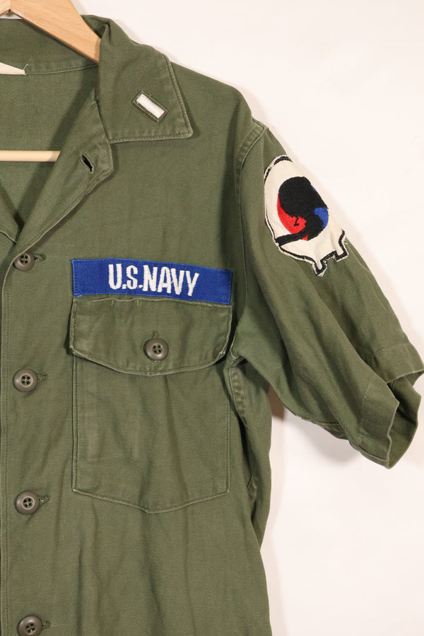 1967 Contract Snoopy Patch US Navy USN OG-107 Utility Shirt Used A