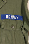 1967 Contract Snoopy Patch US Navy USN OG-107 Utility Shirt Used A
