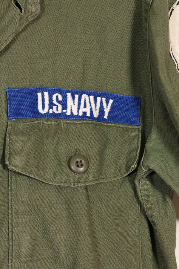 1967 Contract Snoopy Patch US Navy USN OG-107 Utility Shirt Used A