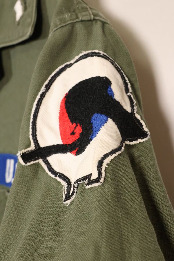 1967 Contract Snoopy Patch US Navy USN OG-107 Utility Shirt Used A