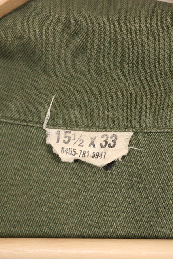1967 Contract Snoopy Patch US Navy USN OG-107 Utility Shirt Used A