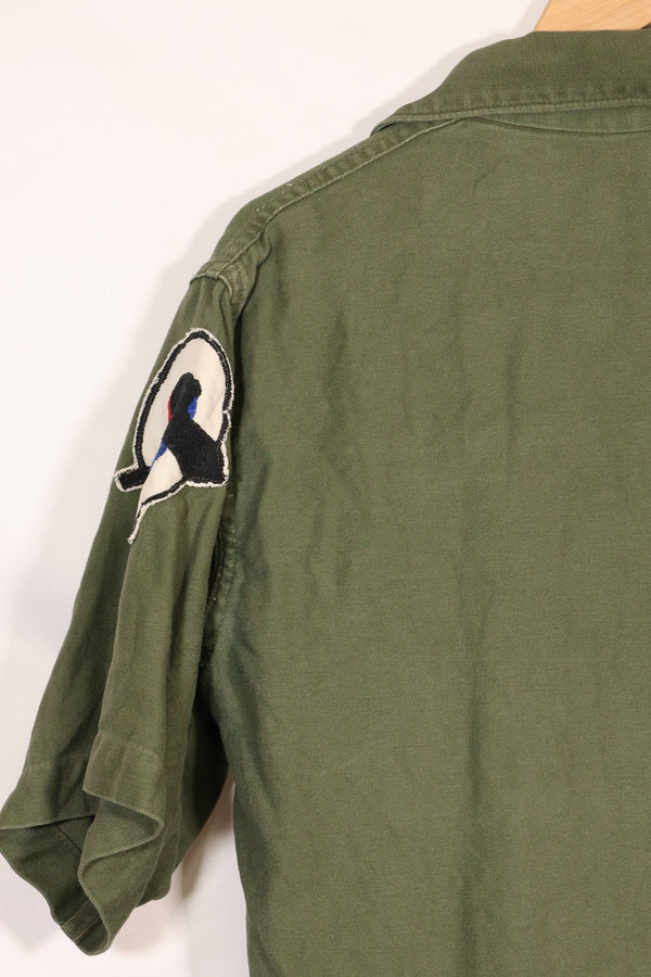1967 Contract Snoopy Patch US Navy USN OG-107 Utility Shirt Used A