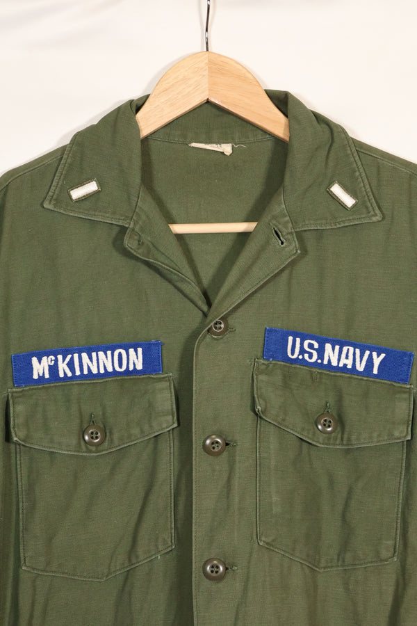 1967 Contract Snoopy Patch US Navy USN OG-107 Utility Shirt Used B
