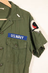 1967 Contract Snoopy Patch US Navy USN OG-107 Utility Shirt Used B