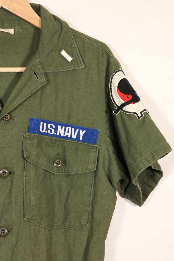 1967 Contract Snoopy Patch US Navy USN OG-107 Utility Shirt Used B