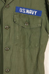 1967 Contract Snoopy Patch US Navy USN OG-107 Utility Shirt Used B