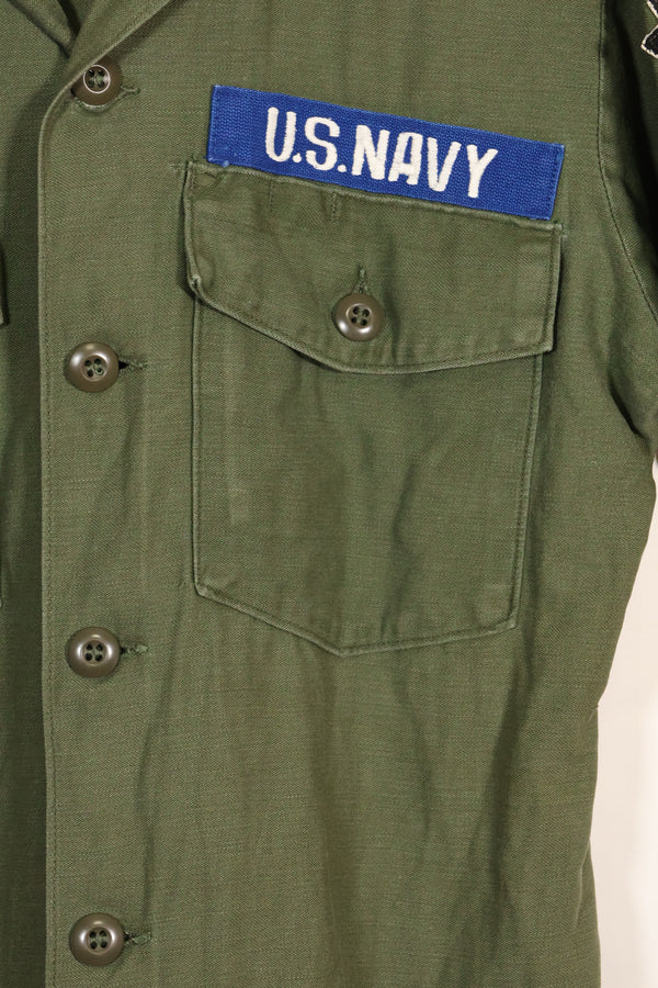 1967 Contract Snoopy Patch US Navy USN OG-107 Utility Shirt Used B