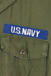 1967 Contract Snoopy Patch US Navy USN OG-107 Utility Shirt Used B