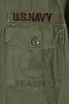 1967 Contract US Navy OG-107 Utility Shirt Engineering Corps SEABEES Identical Owner A