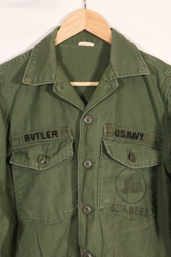 1967 Contract US Navy OG-107 Utility Shirt Engineering Corps SEABEES same owner B