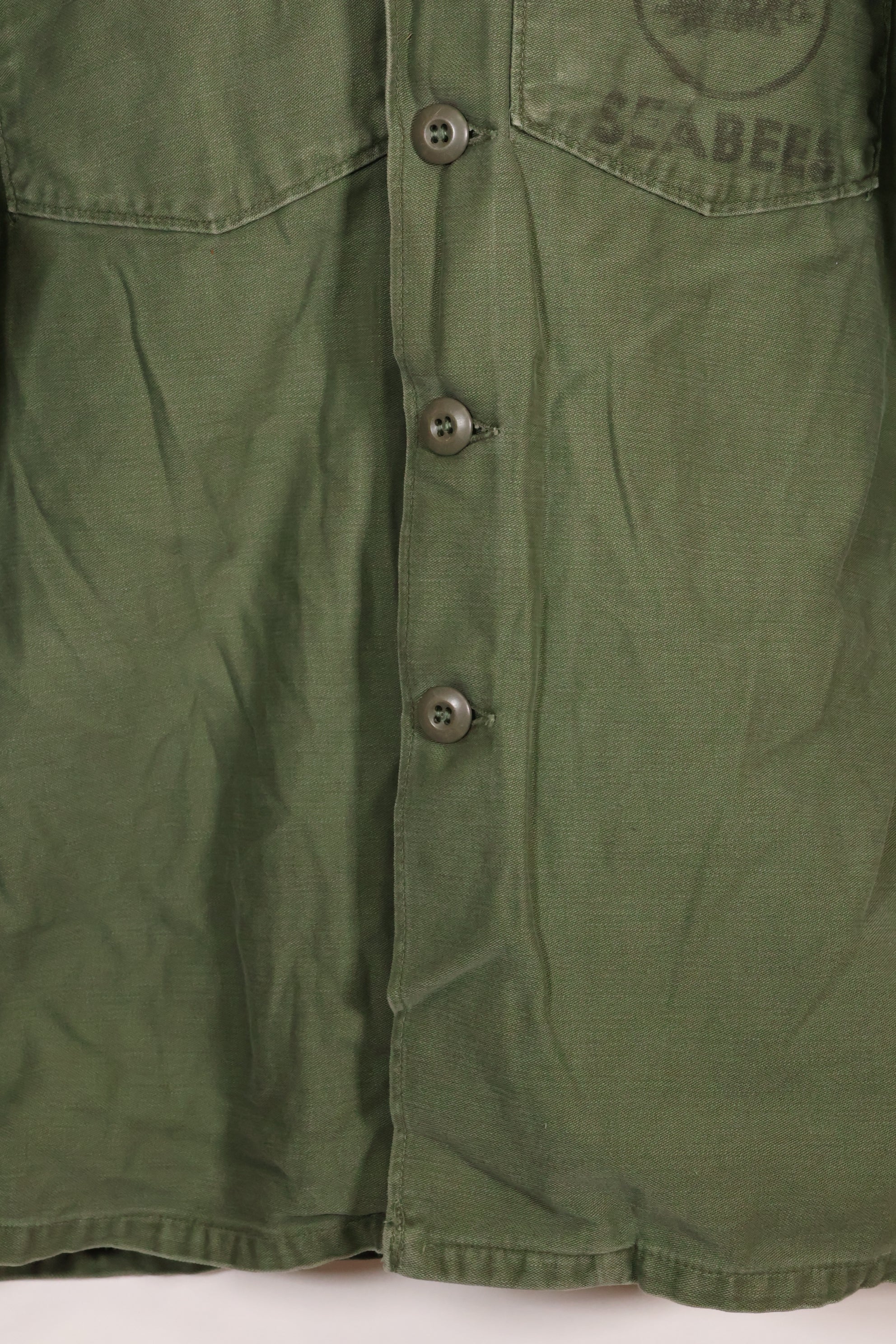 1967 Contract US Navy OG-107 Utility Shirt Engineering Corps SEABEES same owner B