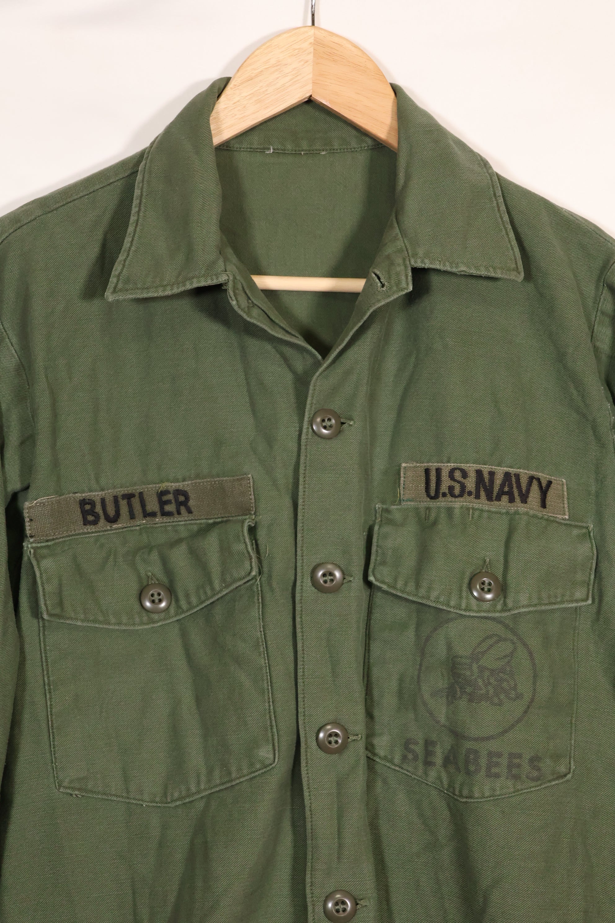 1967 Contract US Navy OG-107 Utility Shirt Engineering Corps SEABEES same owner C