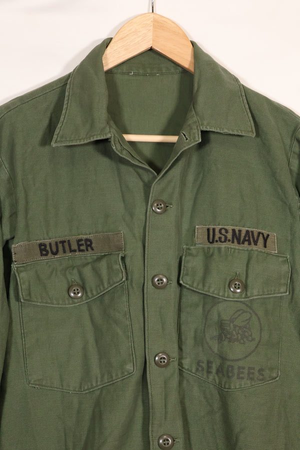 1967 Contract US Navy OG-107 Utility Shirt Engineering Corps SEABEES same owner C