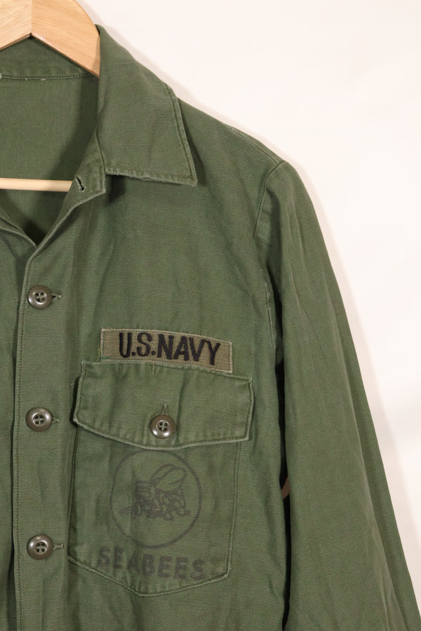 1967 Contract US Navy OG-107 Utility Shirt Engineering Corps SEABEES same owner C