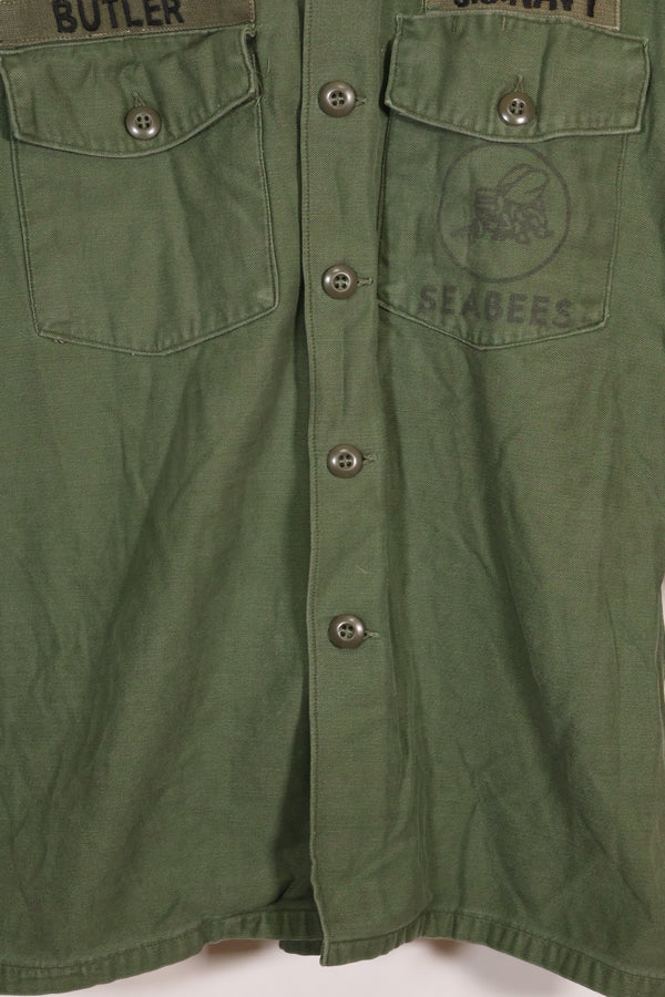 1967 Contract US Navy OG-107 Utility Shirt Engineering Corps SEABEES same owner C