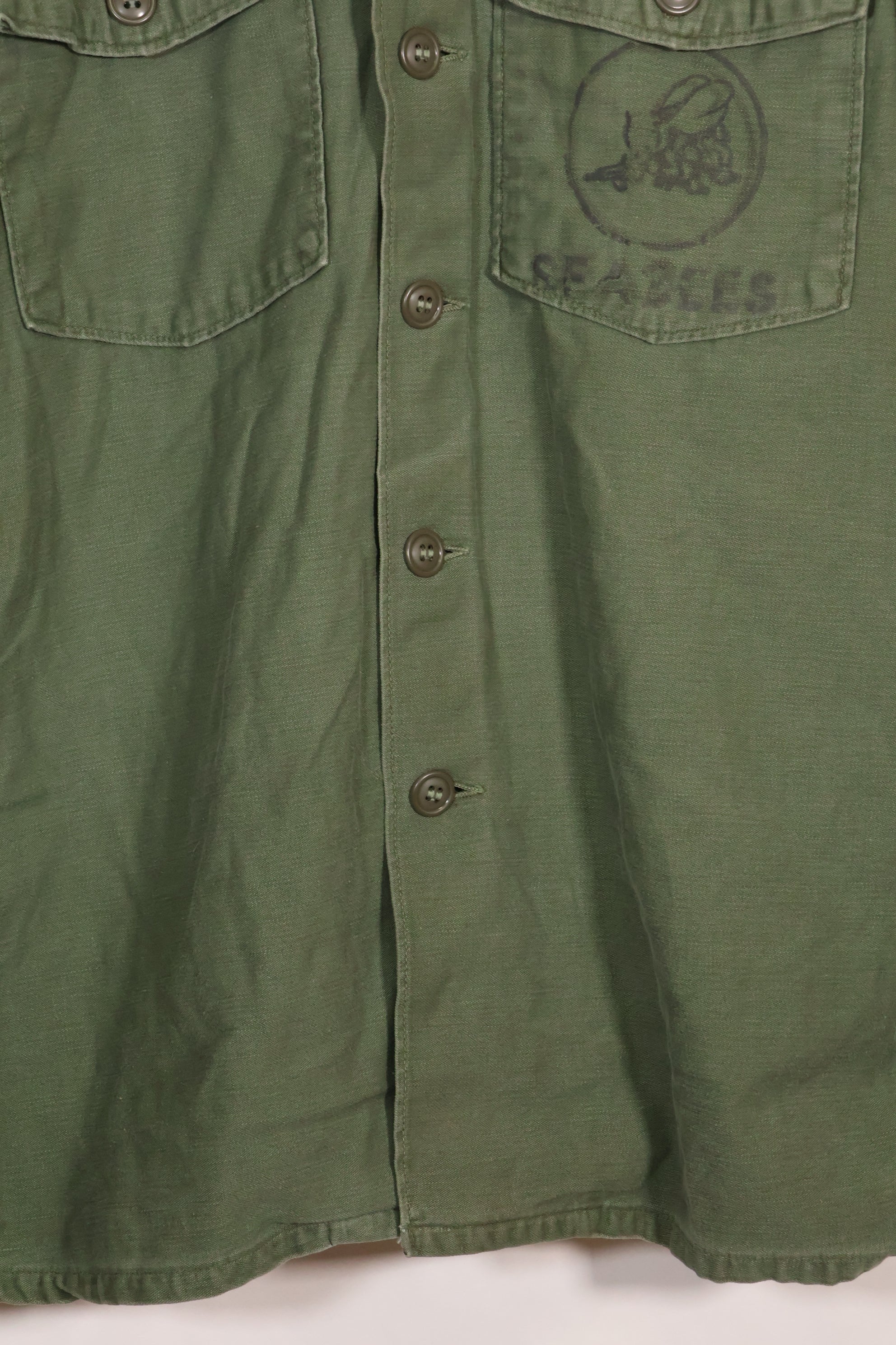 1967 Contract US Navy OG-107 Utility Shirt Engineering Corps SEABEES same owner D