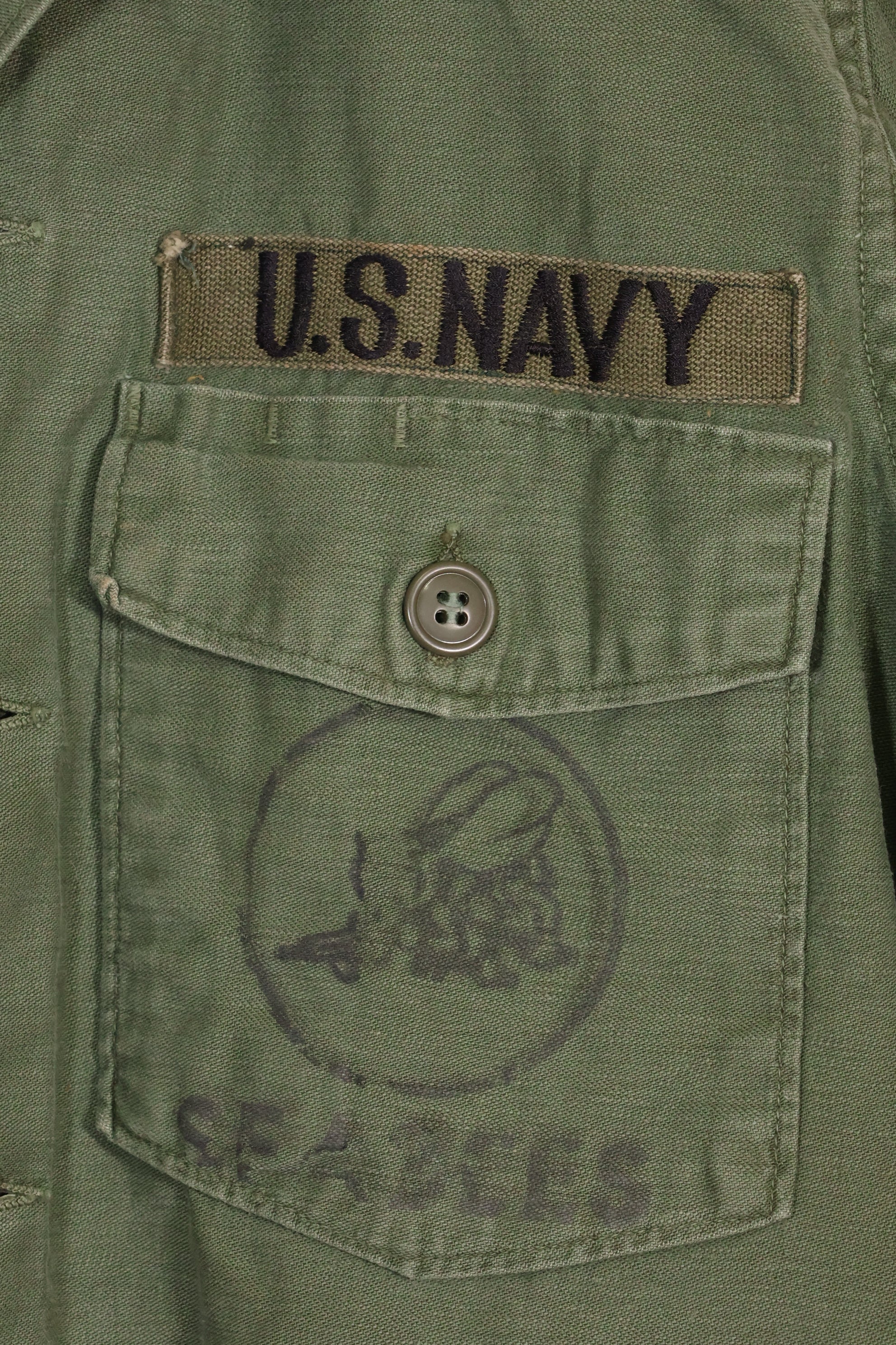 1967 Contract US Navy OG-107 Utility Shirt Engineering Corps SEABEES same owner D