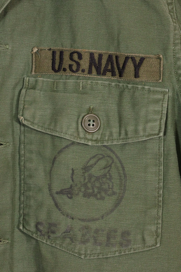 1967 Contract US Navy OG-107 Utility Shirt Engineering Corps SEABEES same owner D