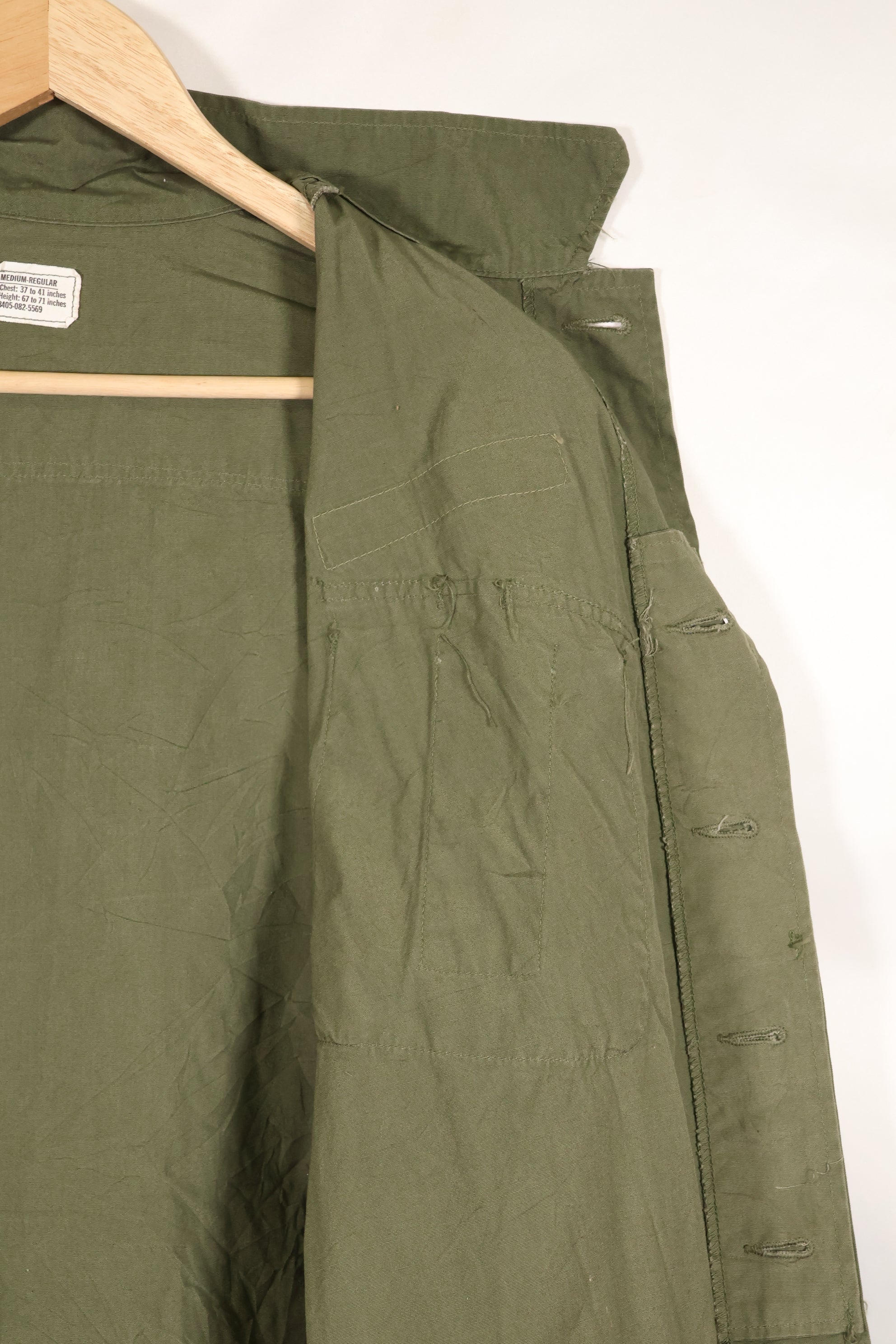 1969 Contract M-R Non Rip 3rd Model Jungle Fatigue Jacket, used, with tape.