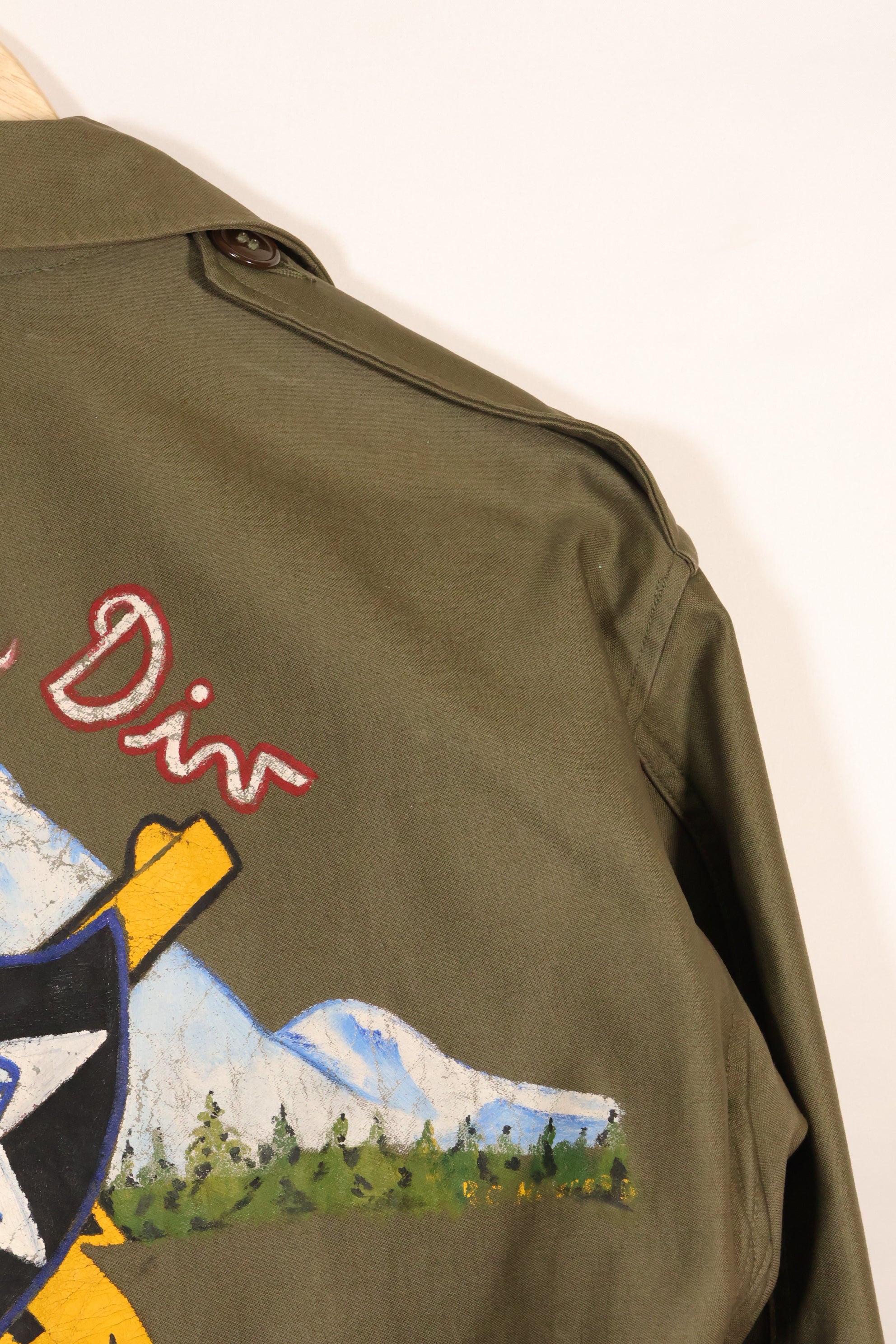 1940s US Army M43 Field Jacket 2nd Inf Custom Painted Jacket, almost unused.