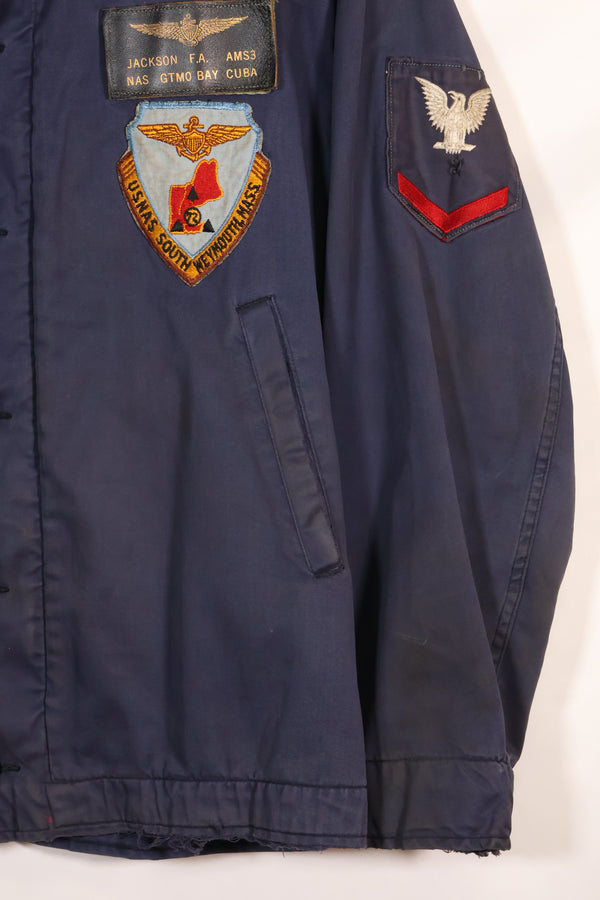 1968 Contract US Navy Anti-Submarine Patrol Mechanic Deck Jacket with locally made patches, used.