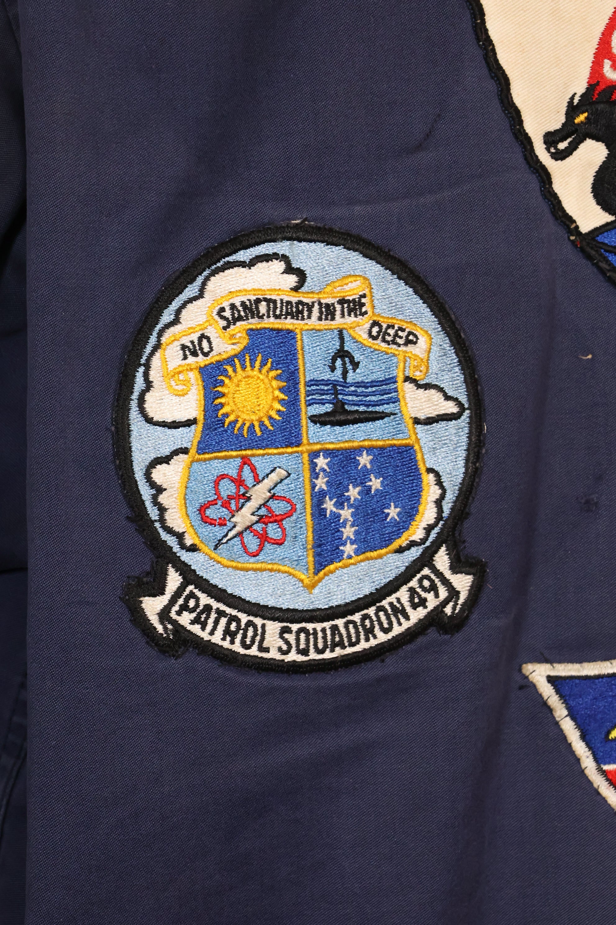 1968 Contract US Navy Anti-Submarine Patrol Mechanic Deck Jacket with locally made patches, used.