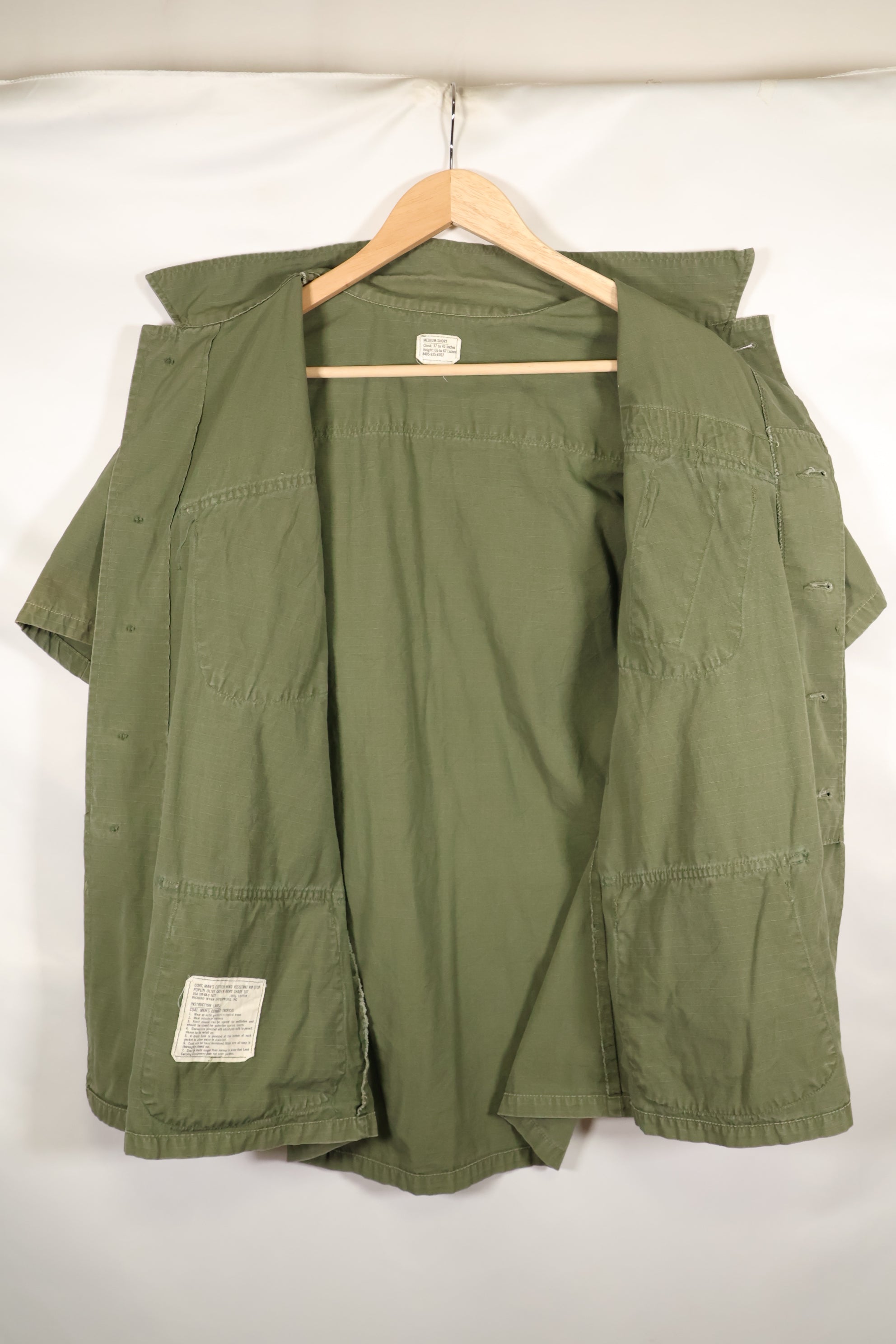 1968 Contract M-S 4th Model Jungle Fatigue Jacket with USAF Tape Short Sleeves Modified Used