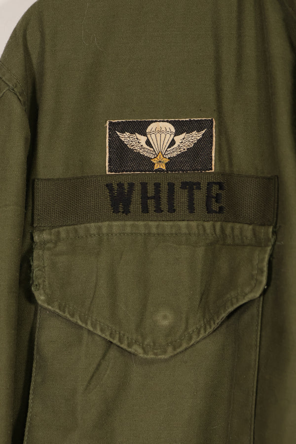 Real owned by former SF member, first model M65 field jacket, estimated 1965-1966, used.