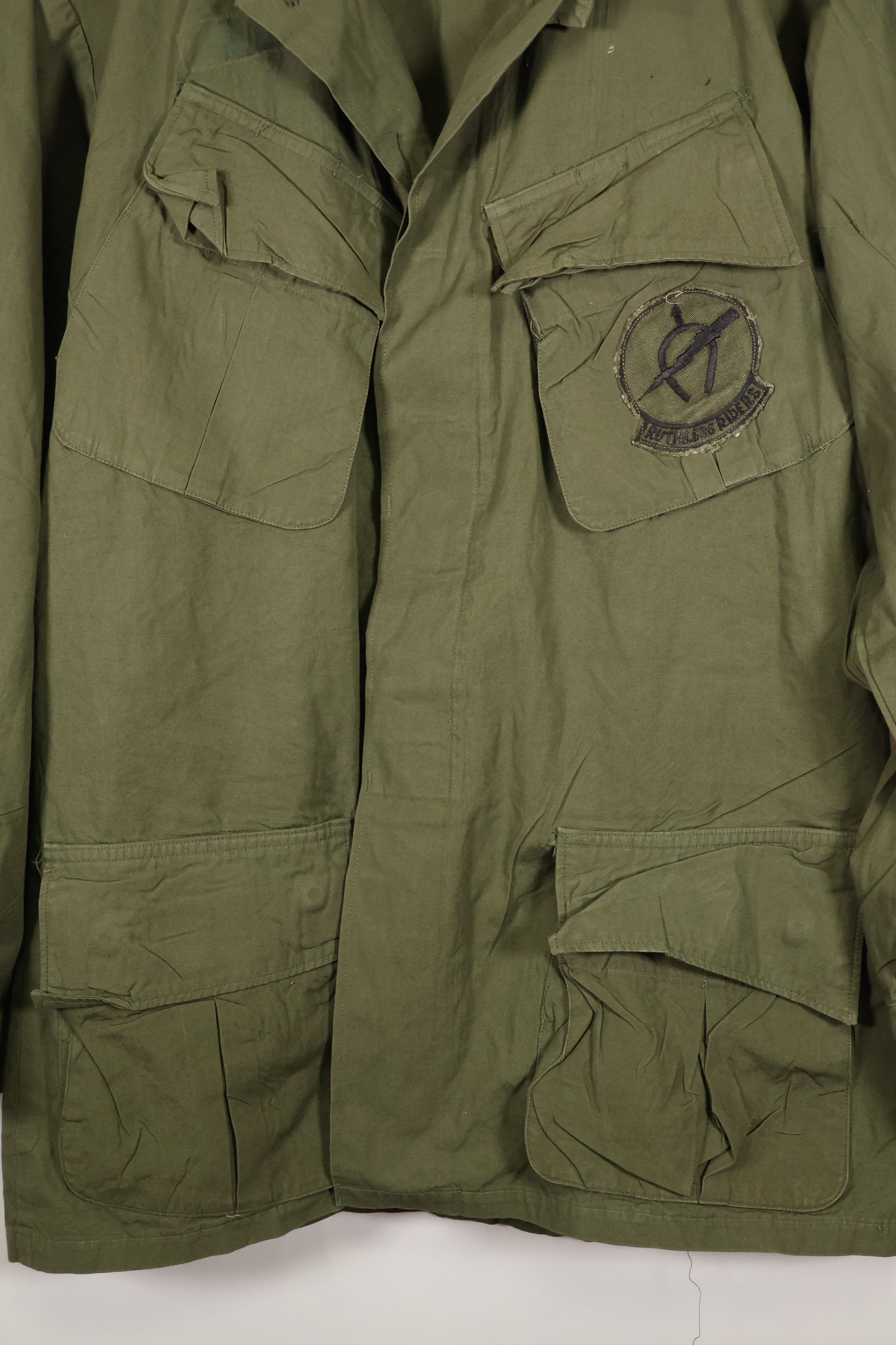 Circa 1966-67 M-R 3rd Model Jungle Fatigue Jacket with patches, good condition.