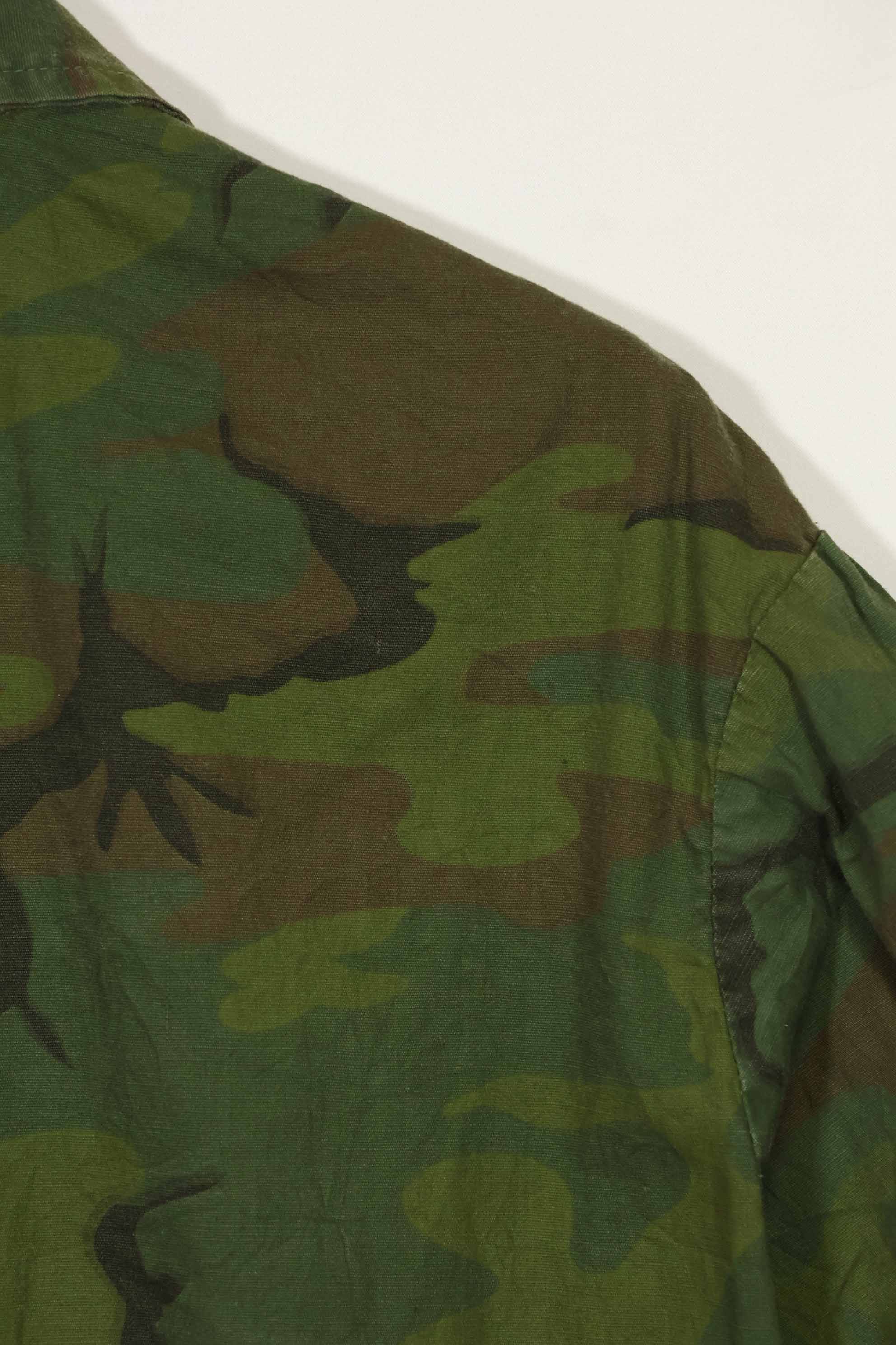 1960s-70s light fabric hunting shirt invisible leaf camouflage short sleeves custom used