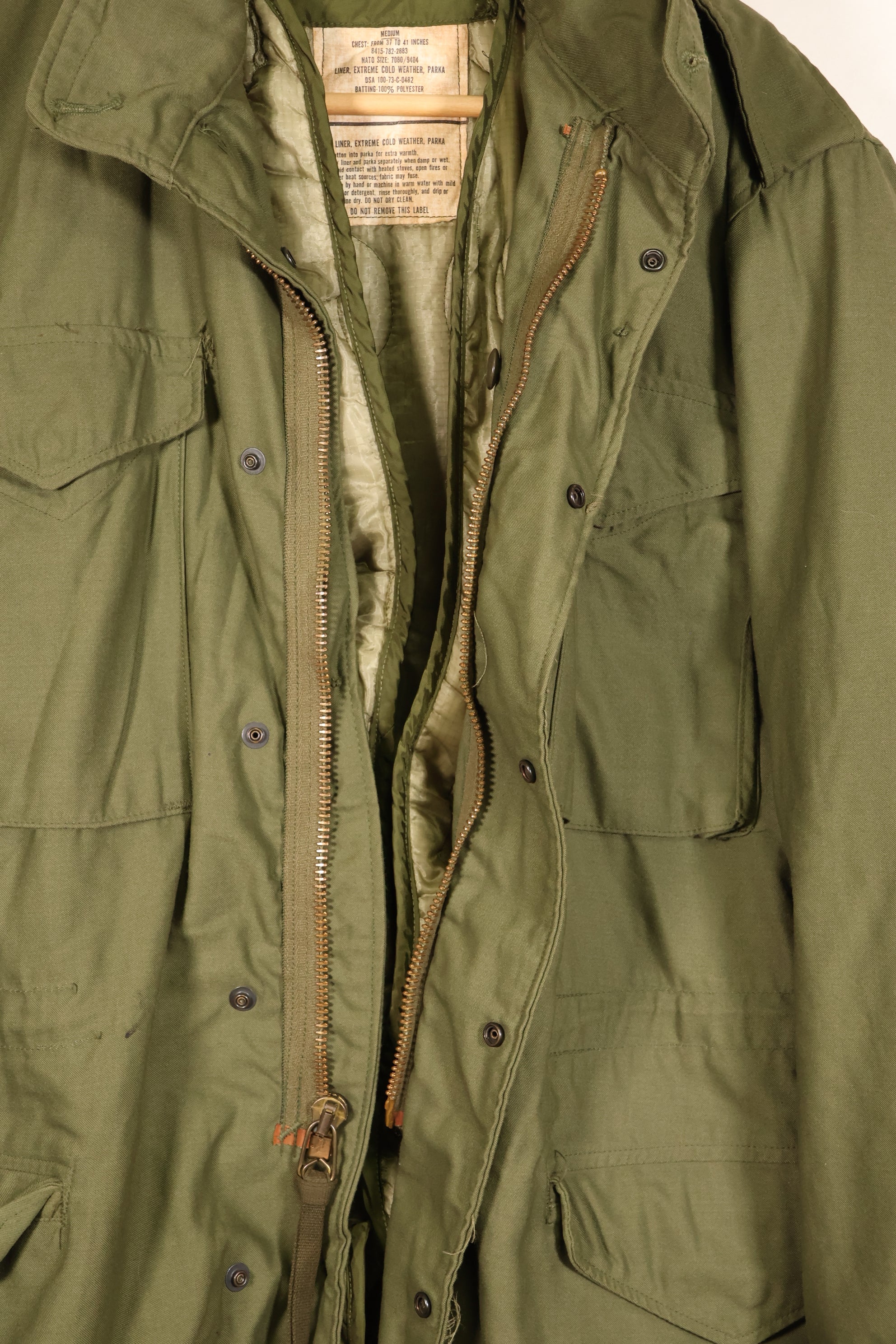 1976 Contract, M-R, U.S. Military, M65 Field Jacket, 1973 M65 Parka Liner, Set, Used