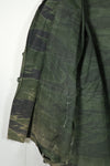 Real 1970s Late War Tiger Stripe Jacket, used, black dyed.