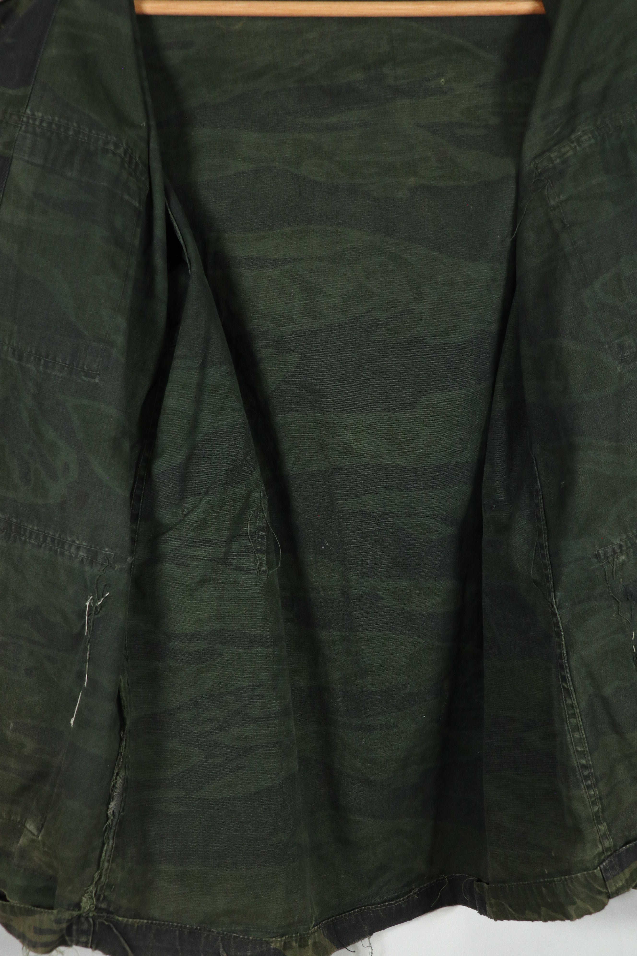 Real 1970s Late War Tiger Stripe Jacket, used, black dyed.