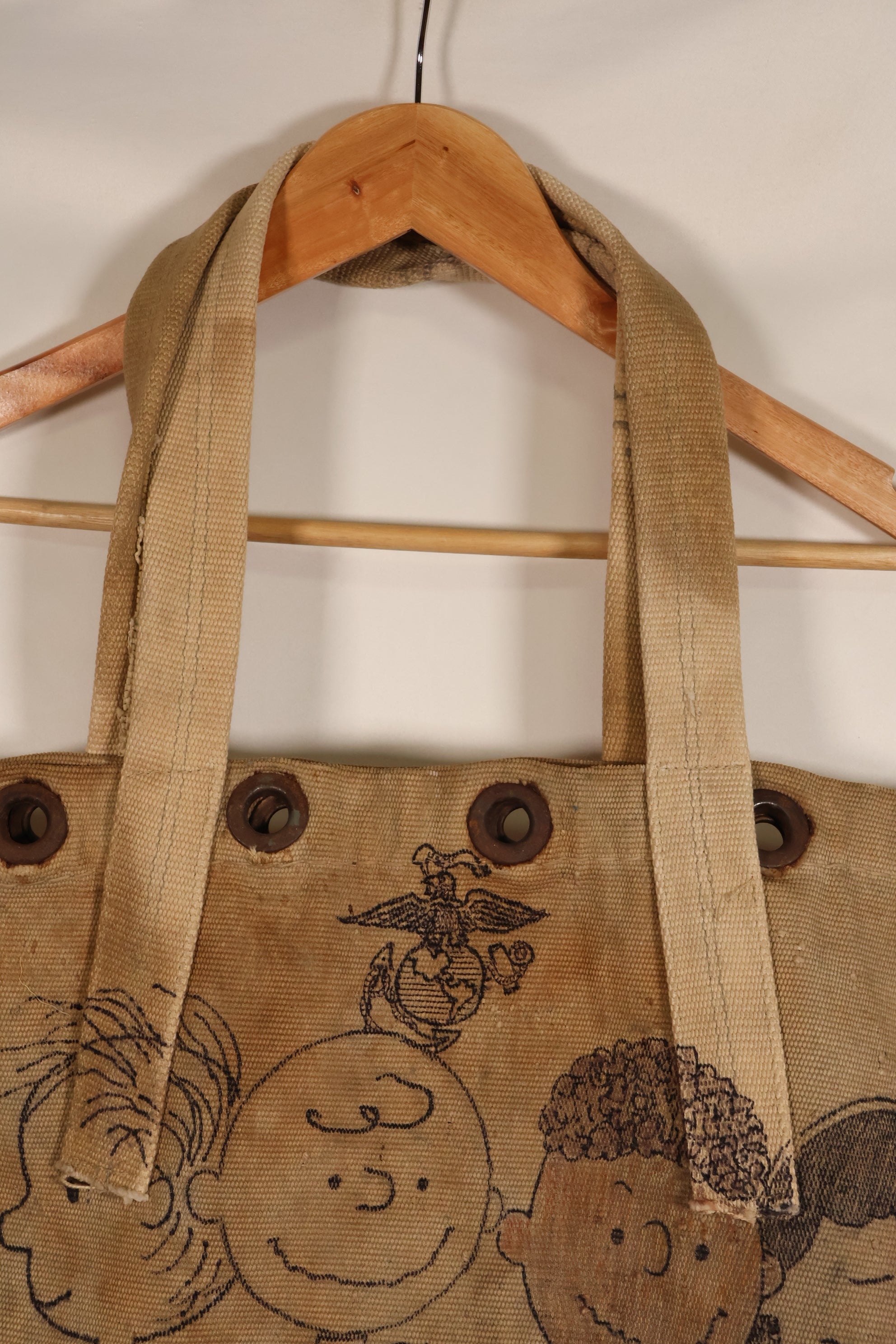 Custom-Made Item: Modified WWII U.S. Navy Duffle Bag with Tiger Stripe Pattern and Snoopy Motif by LA Kitzfitz