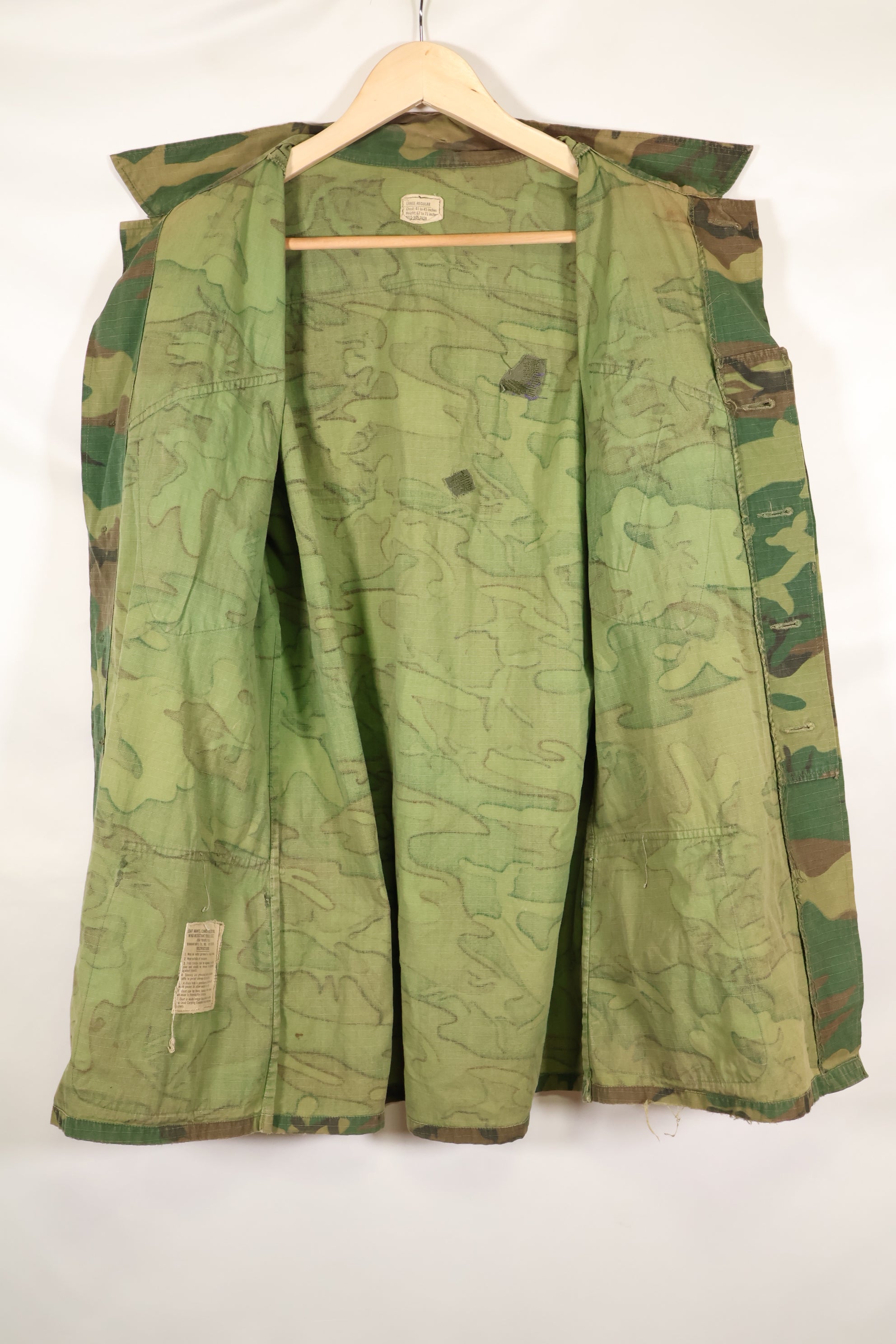 1968 Contract L-R Ripstop ERDL Camouflage Jungle Fatigue Jacket in good used condition