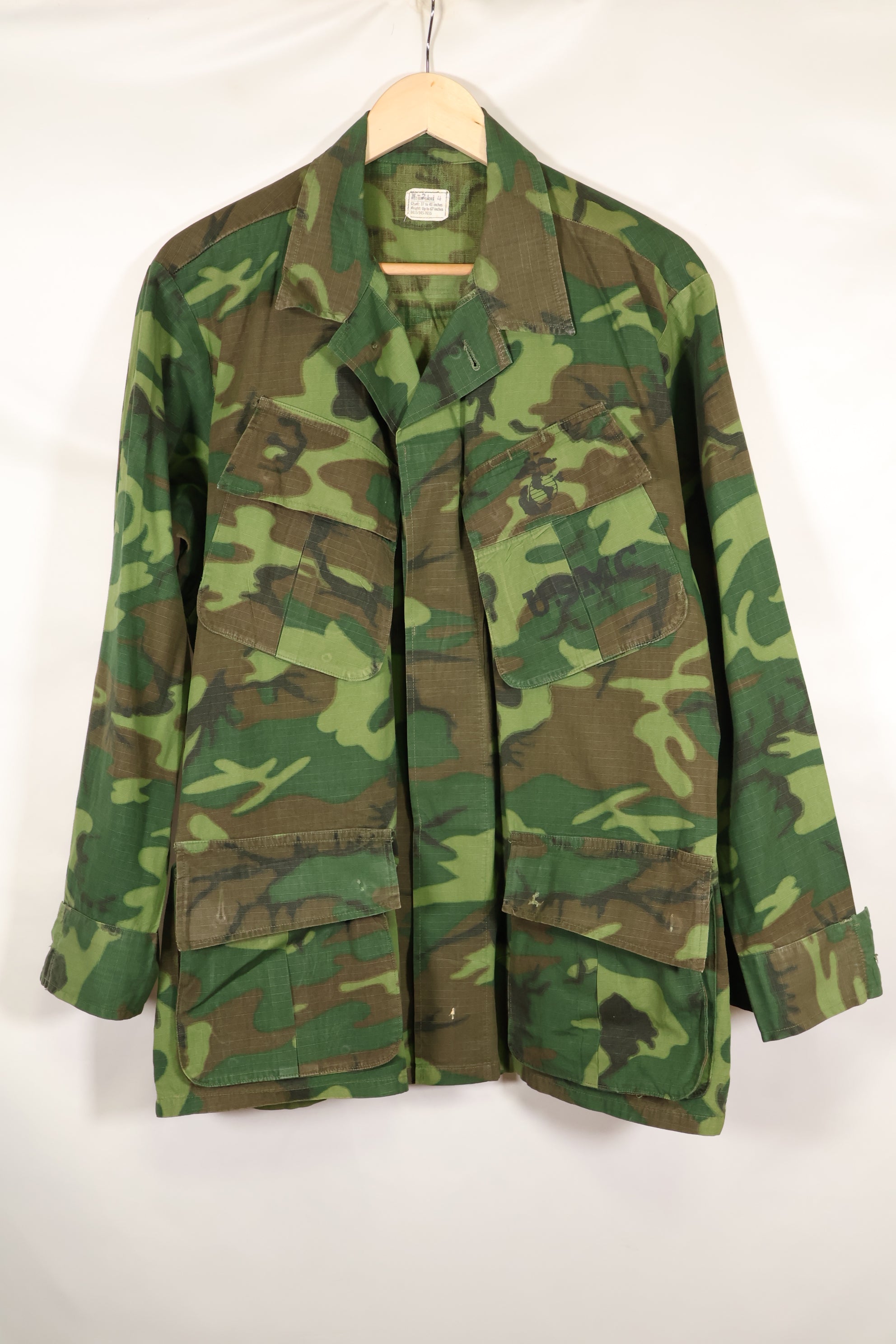1970 Contract M-S USMC Ripstop ERDL Camouflage Jungle Fatigue Jacket,