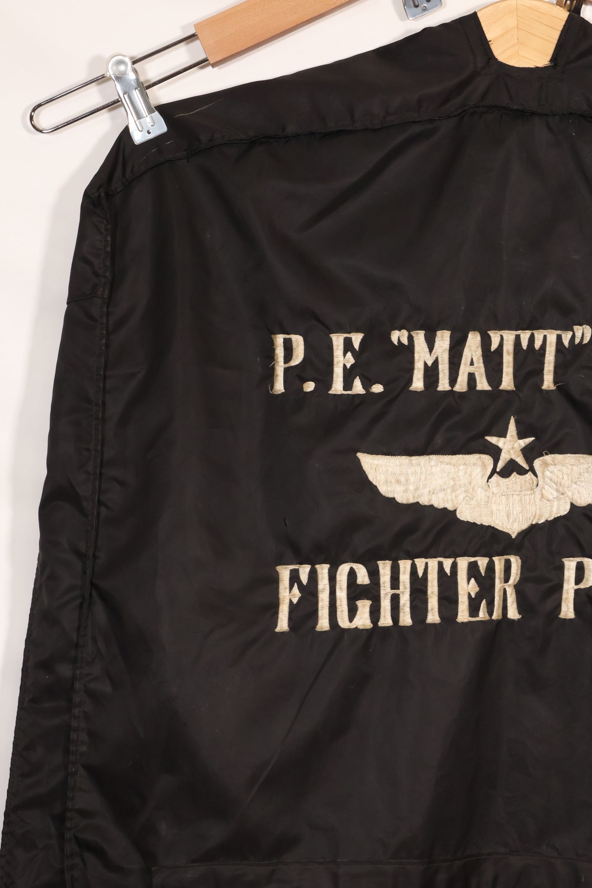 1960s privately procured fighter pilot flight jacket & uniform suit bag, embroidered, used